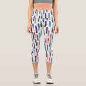 Pinselstriche in Aquarellfarben, farbenfrohe, naht Capri Leggings (Vorderseite)