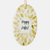 Pinselstriche in Aquarellfarben - gelbe Ostern Keramik Ornament (Rechts)