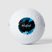 Pinselstriche in blauen Farbtönen mit Monogramm Golfball (Vorderseite)