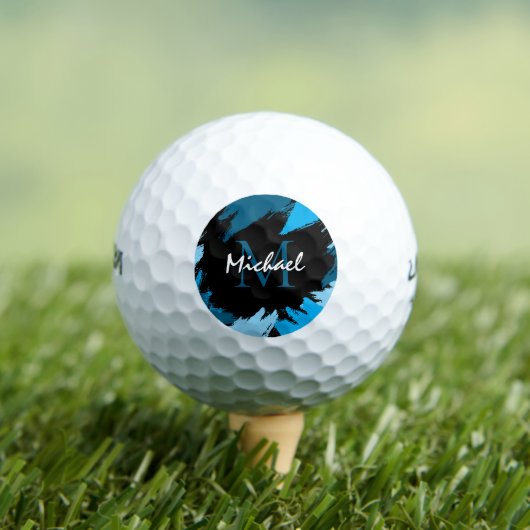 Pinselstriche in blauen Farbtönen mit Monogramm Golfball (Insitu T-Shirt)