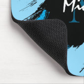 Pinselstriche in blauen Farbtönen mit Monogramm Mousepad (Ecke)
