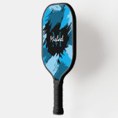 Pinselstriche in blauen Farbtönen mit Monogramm Pickleball Schläger (Links)
