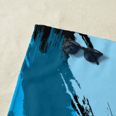 Pinselstriche in blauen Farbtönen mit Monogramm Strandtuch (Beispiel)