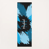 Pinselstriche in blauen Farbtönen mit Monogramm Yogamatte (Vorderseite)
