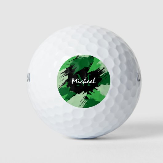 Pinselstriche in grünen Farbtönen mit Monogramm Golfball (Vorderseite)