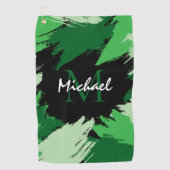 Pinselstriche in grünen Farbtönen mit Monogramm Golfhandtuch (Vorderseite)