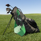 Pinselstriche in grünen Farbtönen mit Monogramm Golfhandtuch (Gras)