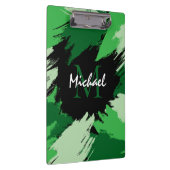 Pinselstriche in grünen Farbtönen mit Monogramm Klemmbrett (Rechts)