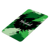 Pinselstriche in grünen Farbtönen mit Monogramm Magnet (Linke Seite)