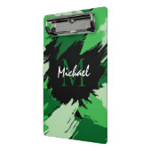 Pinselstriche in grünen Farbtönen mit Monogramm Mini Klemmbrett (Gewinkelt2)