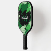 Pinselstriche in grünen Farbtönen mit Monogramm Pickleball Schläger (Links)