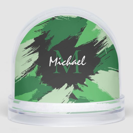 Pinselstriche in grünen Farbtönen mit Monogramm Schneekugeln (Vorderseite)