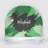 Pinselstriche in grünen Farbtönen mit Monogramm Schneekugeln (Rückseite)