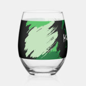Pinselstriche in grünen Farbtönen mit Monogramm Weinglas Ohne Stiel (Vorderseite)