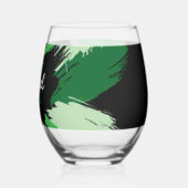 Pinselstriche in grünen Farbtönen mit Monogramm Weinglas Ohne Stiel (Rückseite)
