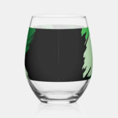 Pinselstriche in grünen Farbtönen mit Monogramm Weinglas Ohne Stiel (Rechts)