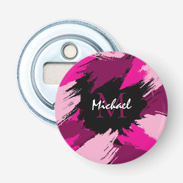 Pinselstriche in heißen rosa Farbtönen mit Monogra Flaschenöffner