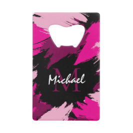 Pinselstriche in heißen rosa Farbtönen mit Monogra Geldbeutel Flaschenöffner