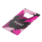 Pinselstriche in heißen rosa Farbtönen mit Monogra Geldbeutel Flaschenöffner (Rückseite Schrägansicht)