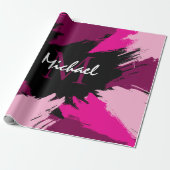 Pinselstriche in heißen rosa Farbtönen mit Monogra Geschenkpapier (Ungerollt)
