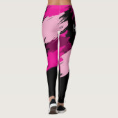 Pinselstriche in heißen rosa Farbtönen mit Monogra Leggings (Rückseite)