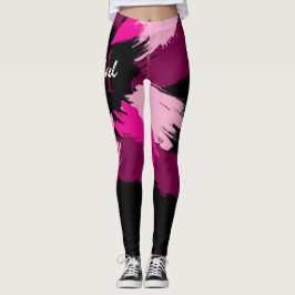 Pinselstriche in heißen rosa Farbtönen mit Monogra Leggings