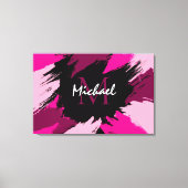 Pinselstriche in heißen rosa Farbtönen mit Monogra Leinwanddruck (Vorderseite)