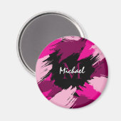 Pinselstriche in heißen rosa Farbtönen mit Monogra Magnet (Vorderseite/Rückseite)