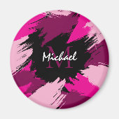 Pinselstriche in heißen rosa Farbtönen mit Monogra Magnet (Vorne)