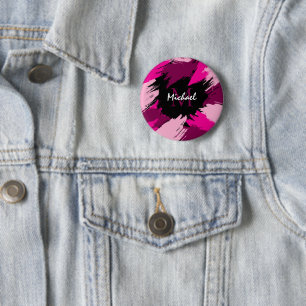 Pinselstriche in heißen Rosa-Tönen mit Monogramm Button