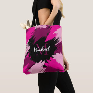 Pinselstriche in heißen Rosa-Tönen mit Monogramm Tasche