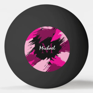 Pinselstriche in heißen Rosa-Tönen mit Monogramm Tischtennisball