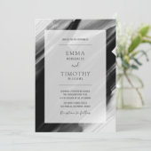 Pinselstriche in Schwarz und Grau Einladung (Stehend Vorderseite)