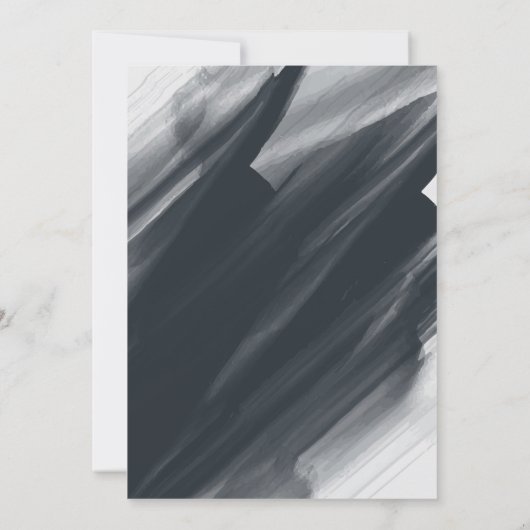 Pinselstriche in Schwarz und Grau Einladung (Rückseite)