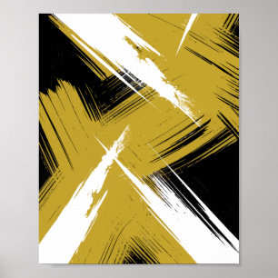 Pinselstriche in schwarz und weiß poster