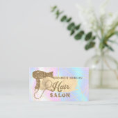 Pinselstriche, Linien, Holografie, Glitzer Haartro Visitenkarte (Stehend Vorderseite)