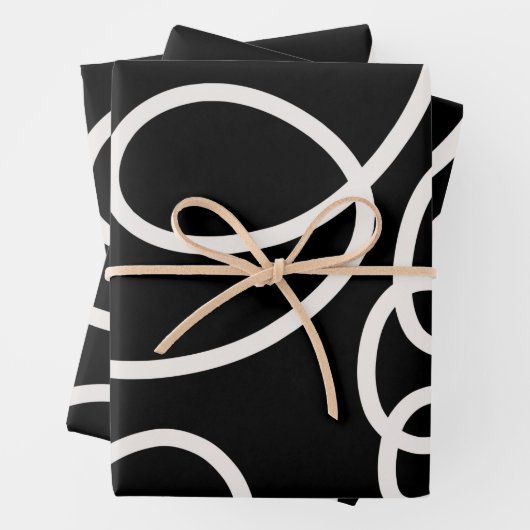 Pinselstriche mit Abstrakter und schwarzer Linie Geschenkpapier Set (Beispiel)