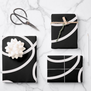 Pinselstriche mit Abstrakter und schwarzer Linie Geschenkpapier Set