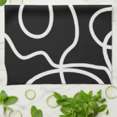 Pinselstriche mit Abstrakter und schwarzer Linie Geschirrtuch (Gefaltet)