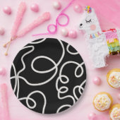 Pinselstriche mit Abstrakter und schwarzer Linie Pappteller (Party)