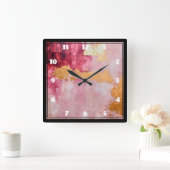 Pinselstriche mit künstlerischen Pinselstrichen Go Quadratische Wanduhr (Zuhause)
