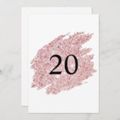 Pinselstriche mit Minimalistischem Glitzer in Rosa Einladung (Vorne/Hinten)