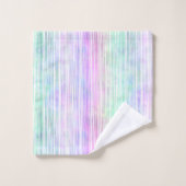 Pinselstriche mit Regenbogen, weiß: Badhandtuch Set (Waschlappen)