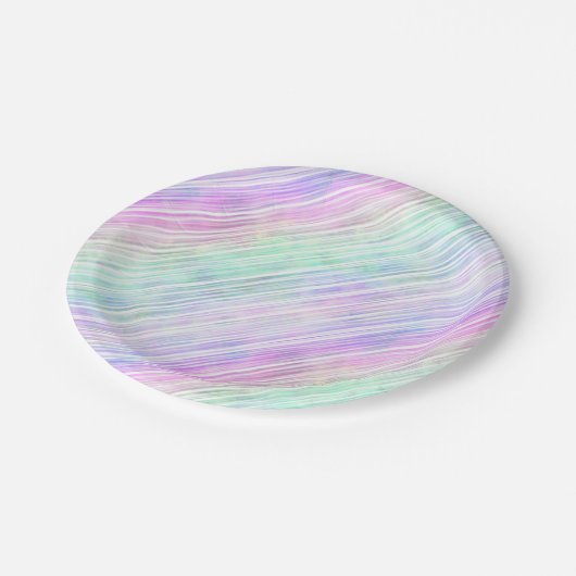 Pinselstriche mit Regenbogenneigung : Pappteller (Schrägansicht)