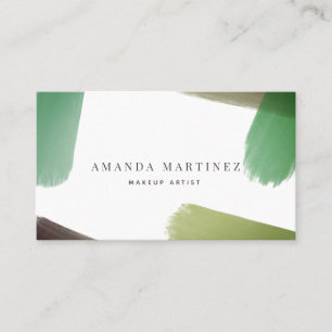 Pinselstriche Moderne White x Green Business Card Visitenkarte