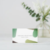 Pinselstriche Moderne White x Green Business Card Visitenkarte (Stehend Vorderseite)