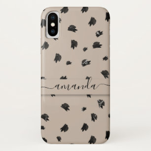 Pinselstriche polka Punkte auf beige_with name Case-Mate iPhone Hülle