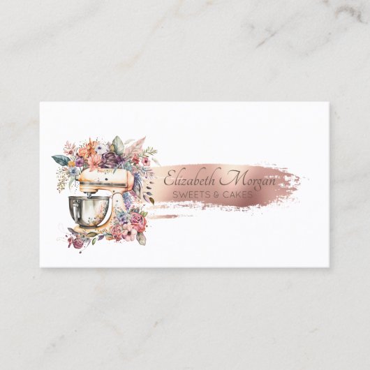 Pinselstriche Schlagzeug Handwerkzeug Blumenmische Visitenkarte (Vorderseite)