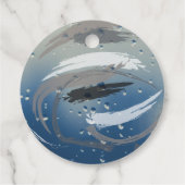 Pinselstriche, schwarz, weiß und grau mit Raindrop Geschenkanhänger (Rückseite)