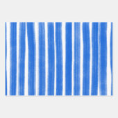 Pinselstriche Streifen Blau Weißer Chic Hanukkah Geschenkpapier Set (Vorderseite)